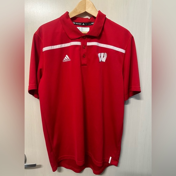 adidas Other - Adidas men’s large University of Wisconsin red polo shirt.